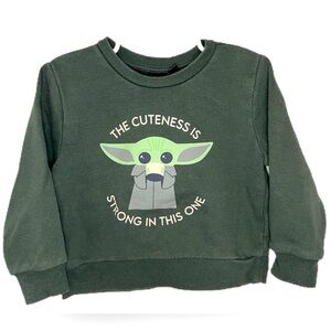 EUC Star Wars 2T Baby Yoda Olive Green Sweatshirt